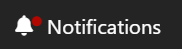 A view of the notification icon with a red dot indicating a new notification.