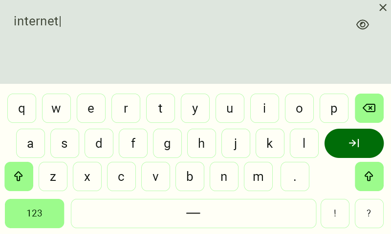 A view of the on-screen keyboard.